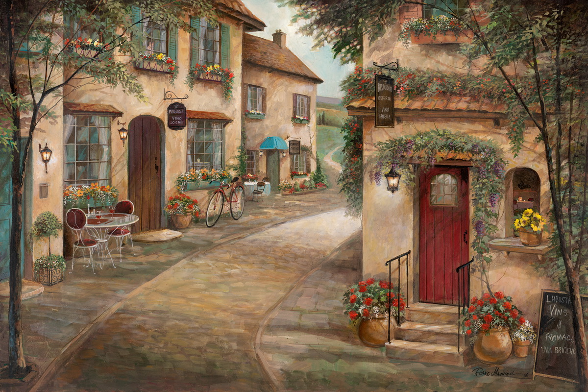 Small Road In Between The Houses - Tile Mural Creative Arts
