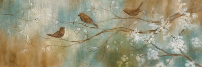 Three Birds Sitting On The Tree Branch Paint