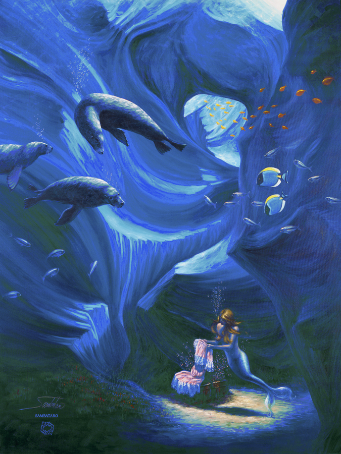 The Mermaid And Dolphins By Joe Sambataro