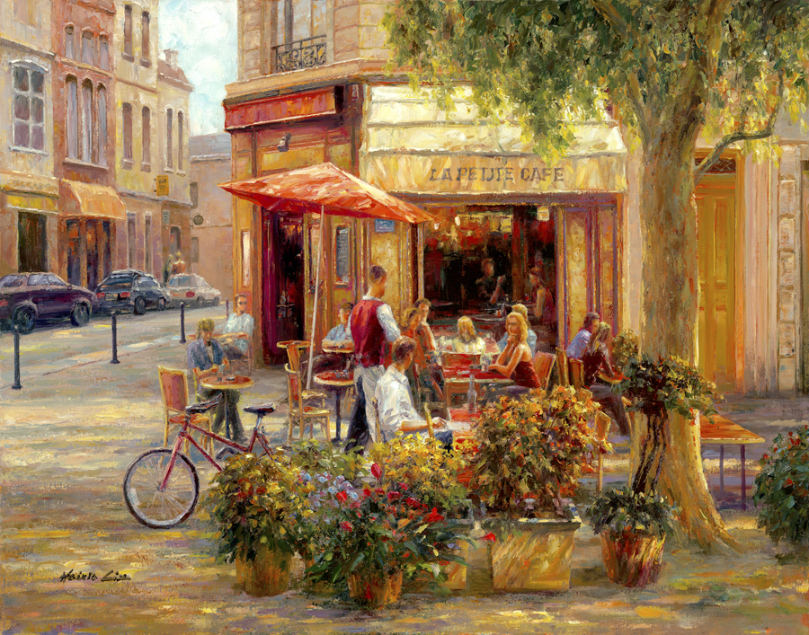 Cafe Corner In Paris By Artist Haixia Liu