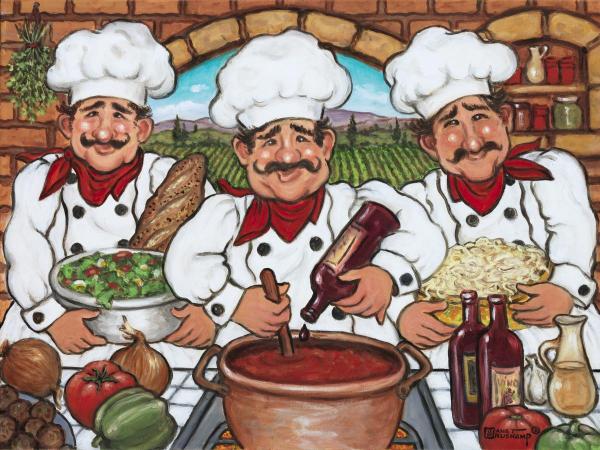The 3 Happy Chefs By Artist Janet Kruskamp