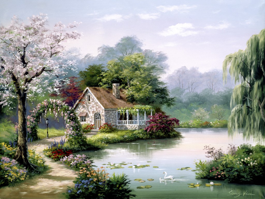 Arbor Cottage By Sung Kim - Tile Mural Creative Arts