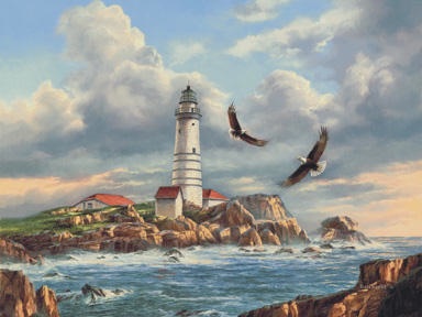 Boston Lighthouse By Artist Rudi Reichard