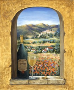 A Bottle Of Wine And A Glass - Tile Mural Creative Arts