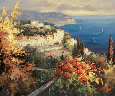 Mediterranean Seascape By Artist Peter Bell