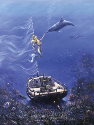 The Mermaid Sailing By Artist J. Sambataro