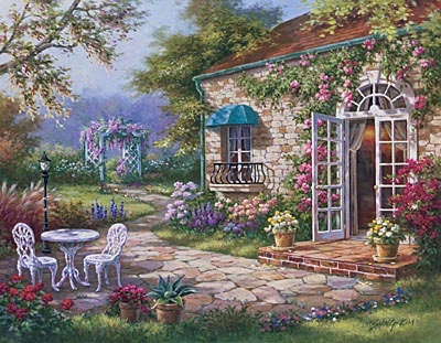 Spring Patio By Sung Kim - Tile Mural Creative Arts