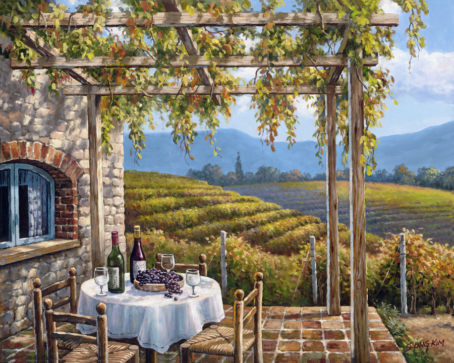 Vineyard Patio By Sung Kim - Tile Mural Creative Arts