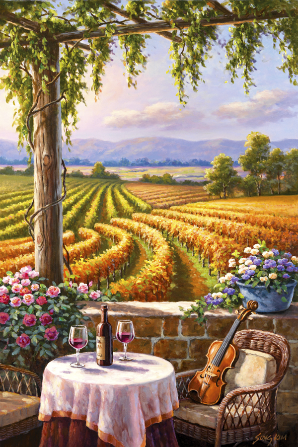 The Vineyard And Violin By Artist Sung Kim