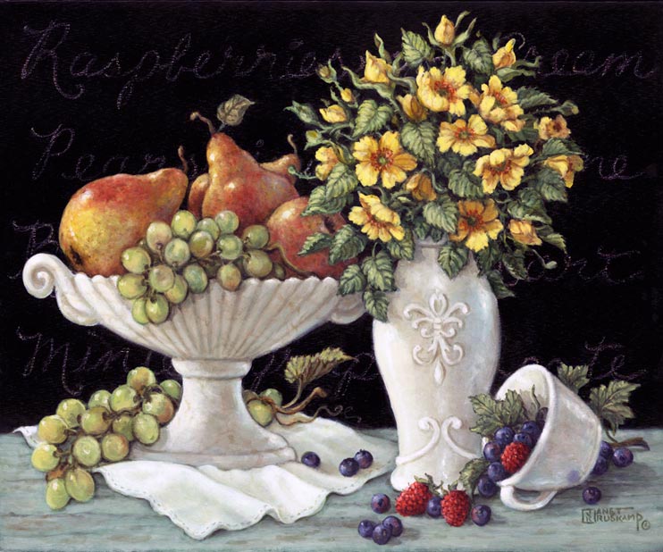 Wild Roses With Fruit By Janet Krustkamp