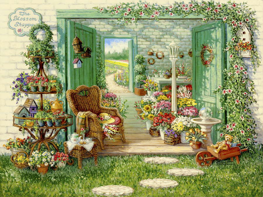 The A Blossom Shop By Artist Janet Kruskamp