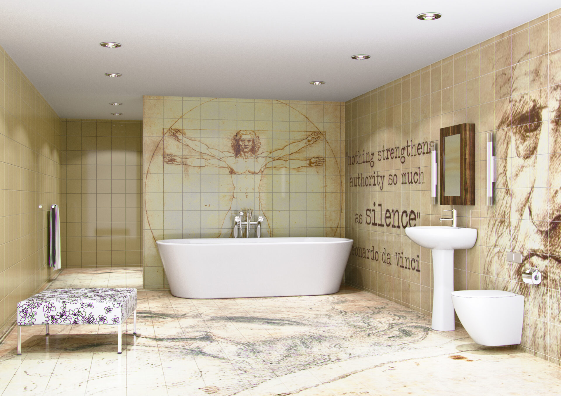 Davinci Commercial Bathroom - Tile Mural Creative Arts